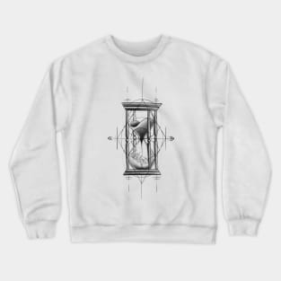 Classic Hour Glass with Sand and Ice with Geometrical Tattoo Design Crewneck Sweatshirt